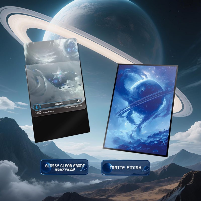 Kiiransr MTG Card Sleeves - Island - Planet Basic Lands Series - Ultra Clear Front & Matte Finish Back, 100 Count Standard Size Matte Art Sleeve for Magic The Gathering - Image 3